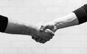 A handshake between two people